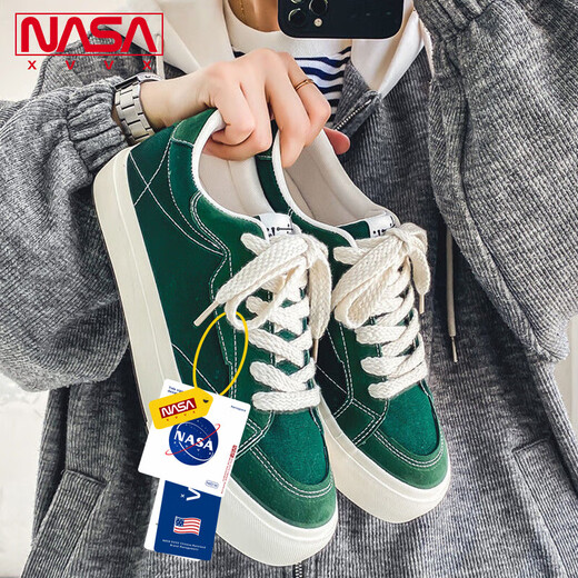 NASA XVVX官方联名情侣帆布鞋男女同款百搭韩版学生低帮板鞋平底休闲潮鞋子 黑色 42 男