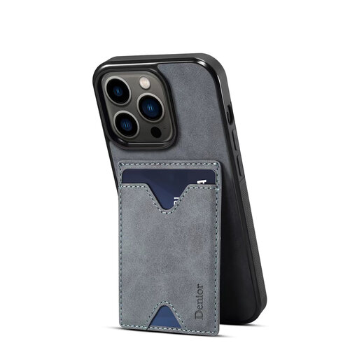 英凯伦 苹果15手机壳磨砂带卡包iphone14promax全包防摔新款简约高端时尚保护套男女款 时尚灰【双卡槽 高档皮质】 iPhone 15 Pro