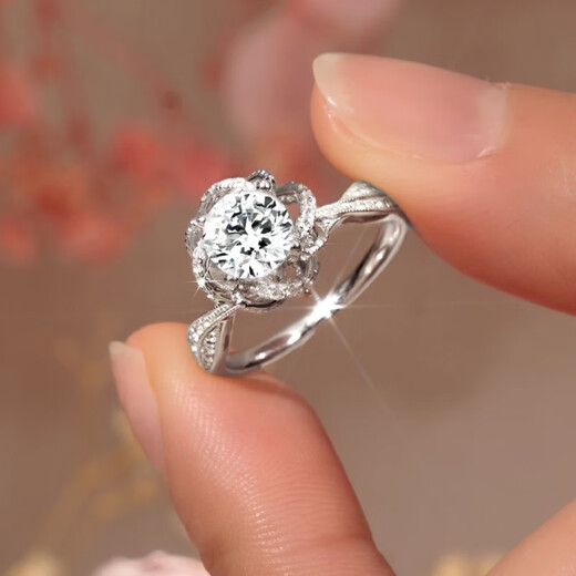 K gold moissanite ring new product D color moissanite diamond ring rose bud fountain model simulated silver finger main diamond 1 carat size 9