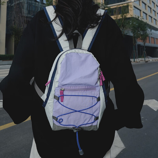 Lugeli Outdoor Backpack Contrast Color Mountaineering Bag Picnic Retro Small School Bag Lightweight Travel Bag Lightweight Hiking Small Backpack Outdoor Backpack Purple