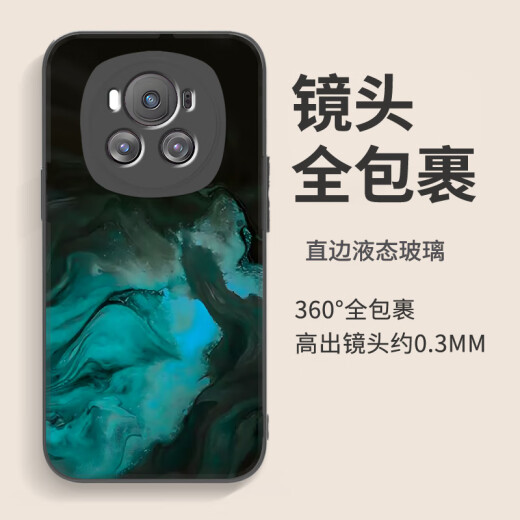 斯美 适用荣耀magic6手机壳荣耀magic5pro液态玻璃保护套至臻版新款创意镜头全包防摔烟云男女网红潮牌 Magic5Pro【石墨灰-烟云青A724】+膜 液态玻璃壳