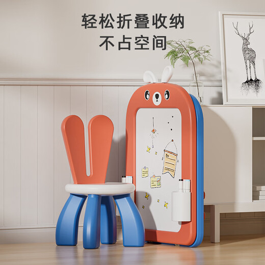 Katio Paintboard Children's Bracket-type Household Baby Erase Dust-Free Graffiti Writing Board Magnetic Child Birthday Gift Toys [Khaki] Belt: Paintbrush*8+ Board Eraser+Magnetic [Bunny Paintboard]