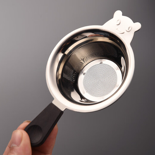 Jinge fair cup tea drain stainless steel food grade 304# filter creative tea filter tea water separation tea set accessories filter tea Panda tea drain rosewood handle + Guanshan base