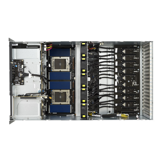 愙墨双路AMD EPYC 9754/9654 深度学习GPU服务器8路A800/4090人工智能有限元分析4U主机 双路9554 128核心256线程 Tesla A100 40G定制显卡*4张