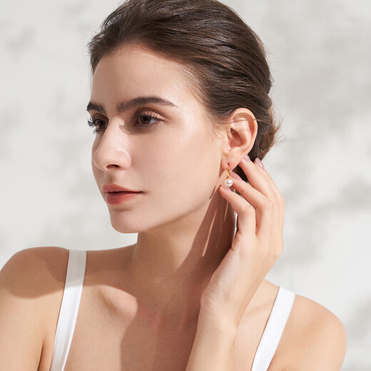 Tahitian 18K gold akoya pearl earrings 8.5-9mm round strong light seawater pearl earrings jewelry for my wife