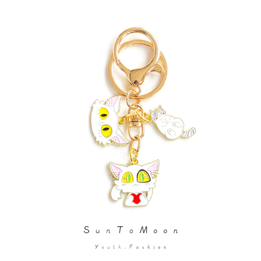 SunToMoon铃芽之旅可爱小猫咪钥匙扣卡通合金女生闺蜜包包AirPods挂件饰品 黑猫咪-钥匙扣