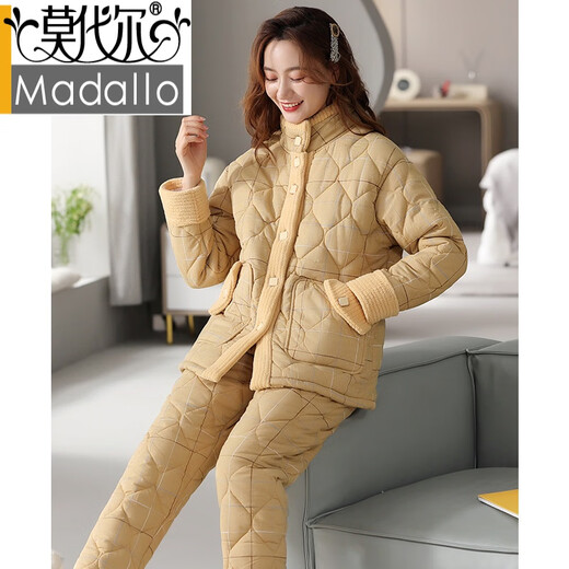 
Modal pajamas for women in winter, three-layer thickened velvet woven pure cotton jacket for women in autumn and winter coral velvet winter home clothing 17078 M (160): Suitable for 80-100 Jin [Jin equals 0.5 kg]