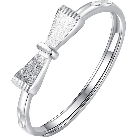 Misu platinum ring for women PT950 platinum bow live ring birthday gift for girlfriend, weight 1.8-2.0 grams + free engraving