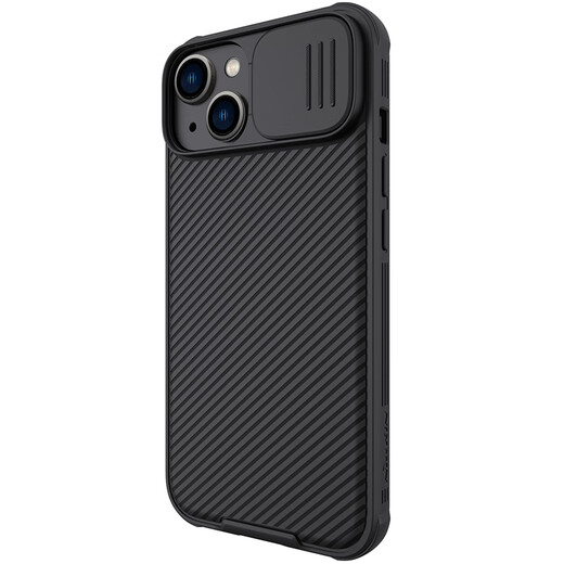 Nelkin is suitable for Apple iPhone 14/13 mobile phone case, full-inclusive anti-fall protection case, sliding cover, lens camera creative protective case, silicone soft edge, black mirror Pro, black
