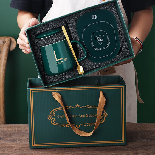 WINTERPALACE 55 degree constant temperature water coaster coffee cup ceramic mug birthday gift for boyfriend and girlfriend teacher commemorative custom warm cup - graduation gift for teacher gift box