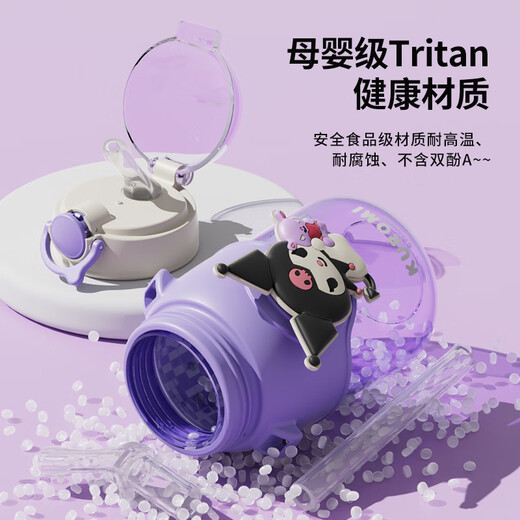 初和儿童水杯三丽鸥塑料杯TRITAN耐高温吸管杯子幼儿园小学生上学专用 库洛米(Tritan耐高温)+贴纸 690ml