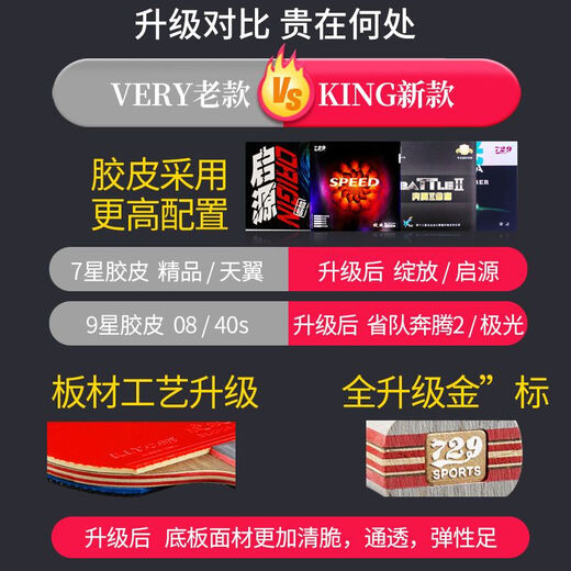 729729 Table Tennis Racket Genuine six-star, seven-star and eight-star racket, single shot, professional grade 6-star horizontal shot, straight shot competition training, upgraded gold label 6-star horizontal shot, one free gift pack