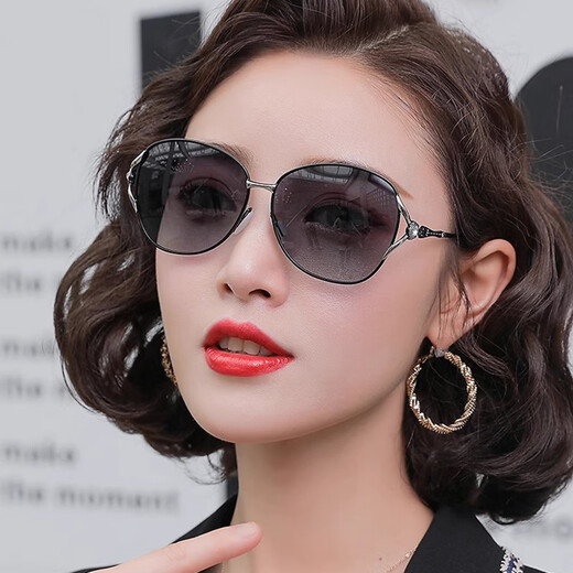 BECHUMO德国品牌墨镜女时尚旅游夏大脸显瘦金属偏光眼镜太阳镜女墨镜女潮 茶金框渐进茶片