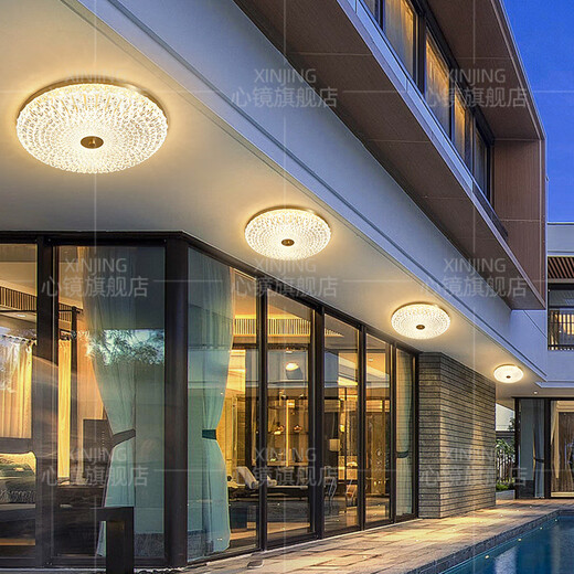 Mirror de corazón de corazón completo Copper del techo al aire libre Villa Entrance de la puerta de la puerta de techo de la puerta del pasillo simple Balcón Balcón Lámpara impermeable Luz de patio X3895-400/Forma redonda