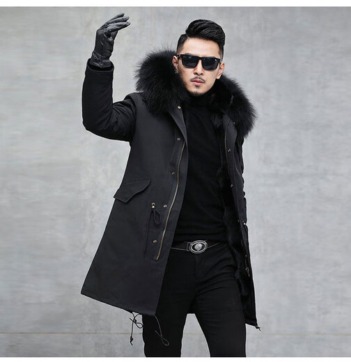 Yagroy Dog Pelzjacke Mantel Parkao Herren abnehmbarer Wintermantel Nachahmungsfuchs Fuchs Pelz Inneres Engagement Fell mittelgroße Infrarot-Braune Fell Innendarm (mittel lang) Haar XL/175 Empfohlen 115-135jin [Jin gleich 0,5 kg]