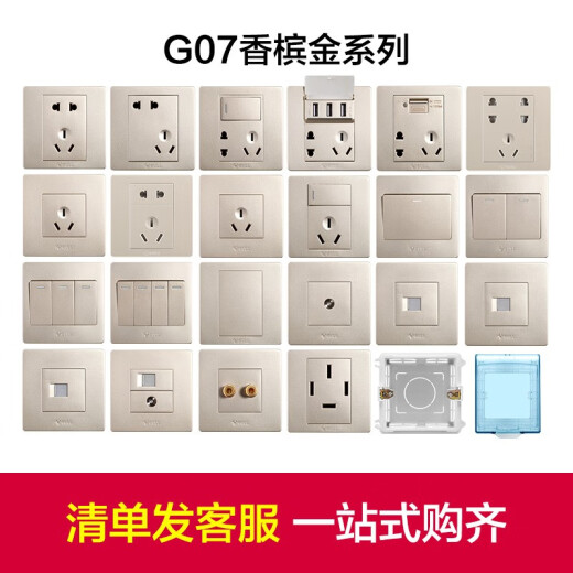 BULL wall switch G07 series one-open double control switch 86 type panel G07K112C (U6) champagne gold