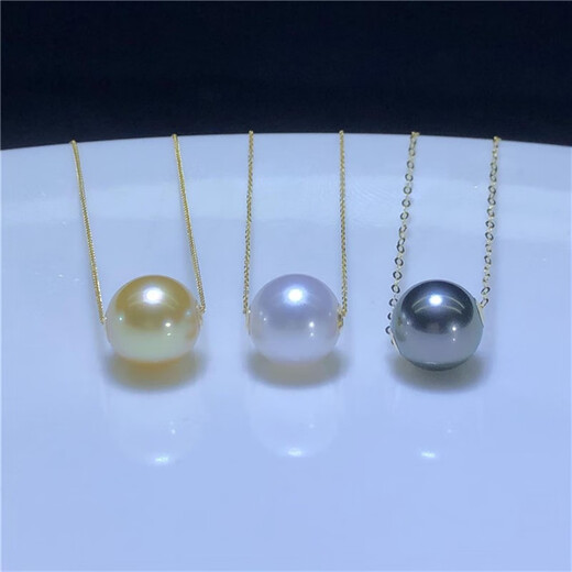 Pei Meng white and black three seawater pearl necklace pendant clavicle single perfect round strong light flawless 8-8 points 5mm---pearl unified default