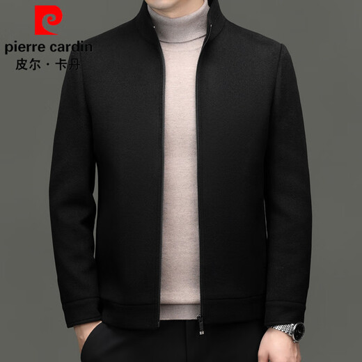 Pierre Cardin woolen coat men's detachable down liner wool coat short winter warm stand-up collar business executive jacket