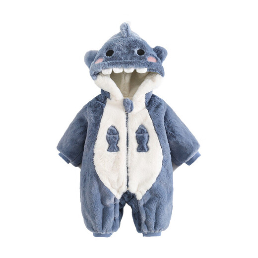 G.DUCKKIDS Little Yellow Duck Baby Onesie Autumn and Winter Boys Baby Clothes Thickened Little Monster Pajamas Home Clothes Cute Climbing Out 23805 Shark 90cm Recommended 80-90cm 1 and a half years old - 2 years old