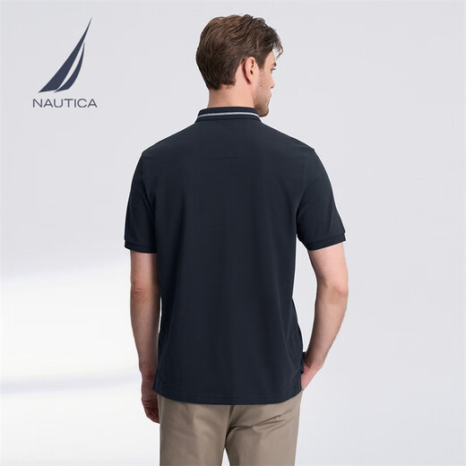 诺帝卡（NAUTICA）【单件直降】男装夏季款舒适休闲亨利领短袖POLO衫男KO3111 藏青4NV（231） S
