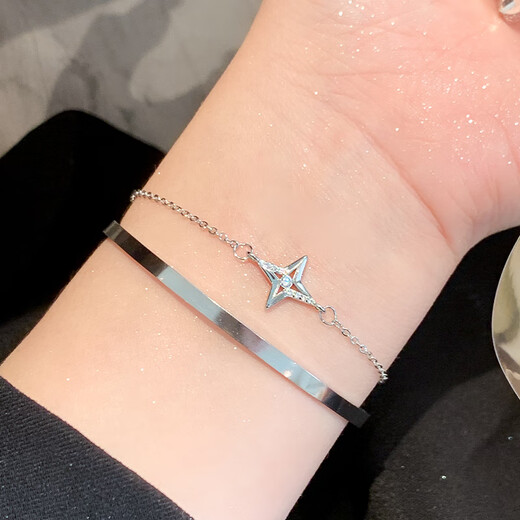 KZD Old Phoenix 999 Silver Bracelet Girls Star Bracelet Bracelet Light Luxury Niche Exquisite Bracelet Feeling Bracelet Star Can Double Layer Bracelet-s925 Silver