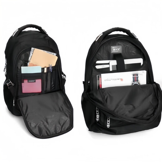 SUISSEWIN Swiss backpack saber business commuting large capacity water-proof computer backpack fashion student internet celebrity bag black 9923 classic model