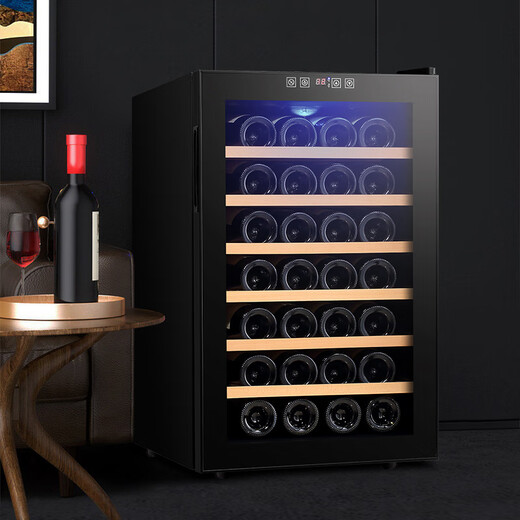 Bacchus red wine cabinet constant temperature wine cabinet home mini small electronic wine cabinet foreign wine wine cabinet built-in storage wine cabinet refrigerated tea constant humidity living room kitchen office small wine cabinet BW-70D1 beech wood shelf 28 bottles 70L