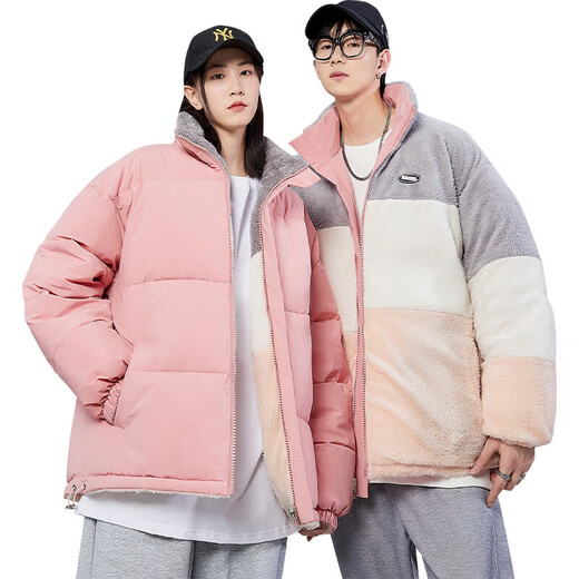 NASA RHUDE夹克男女同款羊羔绒2024冬季双面穿羊羔绒外套加厚棉衣外套男冬款 6196@蓝色 M