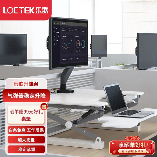 乐歌（Loctek）升降台坐站交替办公电脑桌 笔记本写字桌书桌 显示器增高架M9 【M9S雅白】宽690*深500mm