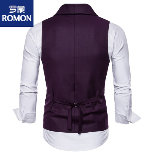 罗蒙（ROMON）【标准型马甲】英伦男式双排扣西服领背心时尚简约韩版复古西装马 黑色 M (约适合160-170高120斤内穿)