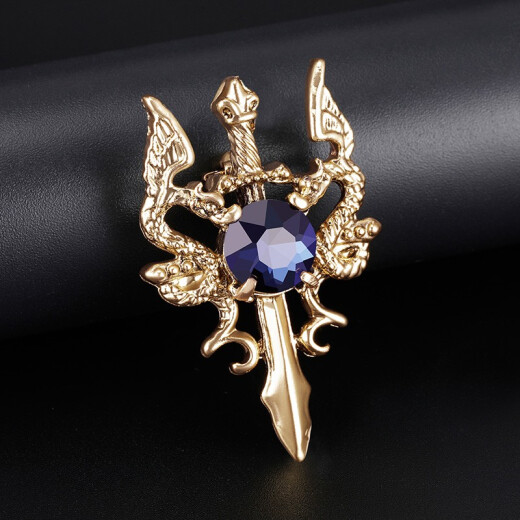 
VanCalen Brooch Men's Double Dragon Brooch Goddess Sword Brooch Domineering Ancient Style Suit Pin Needle Goddess Day Gift Double Dragon Sword Brooch