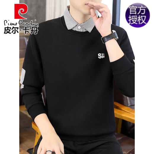 Pier Cardin Herbst und Winter Neues gefälschtes zweiteiliges Sweatshirt für Männer koreanischer Stil Slim Fit plus samt verdickte warme Hemdkragen Basis-Hemd-Unterwäsche 1391 Meter Weiß [Modell] plus Samt M 90-110jin [Jin gleich 0,5 kg]