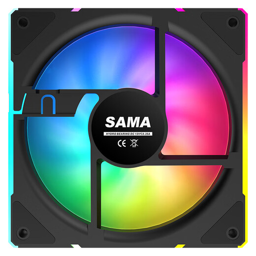 SAMA Realm V3 black reverse blade 12cm chassis fan ARGB infinite mirror light/5V3P divine light synchronization/small 4P-PWM speed regulation/hydraulic bearing/standard shock absorber