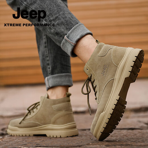 Jeep Martin Boots Herrenschuhe für Sommer Neue Retro-Arbeitsschuhe für Männer für Herren High Top plus Samt verdickte warme Baumwollschuhe für eine Single-Layer-Schicht für Männer [Standard-Lederschuhgröße] 40
