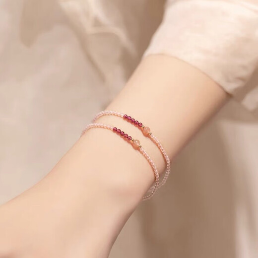 Ultra-fine 3mm strawberry crystal white powder crystal bracelet for women 14k transfer beads ultra-fine summer design niche 3MM pink crystal bracelet