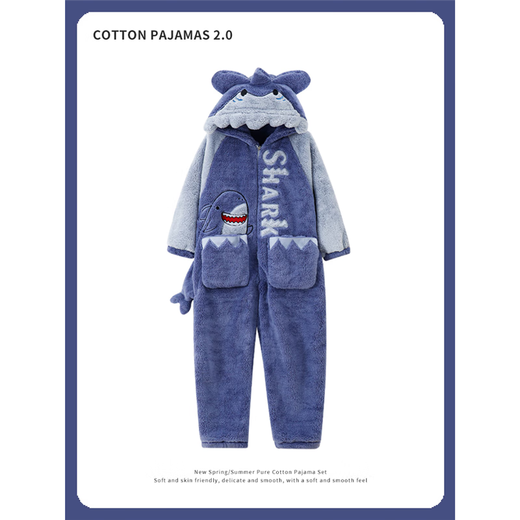 Shantoulin Village Shark Herren Herbst und Winter Großgröße einteiliger Pyjamas 2024 Teenager Plüsch verdickte Korallenfell Heimkleidung ypf einteilig 3894 grüner Panda M Größe 160c/95jin [Jin gleich 0,5 kg]