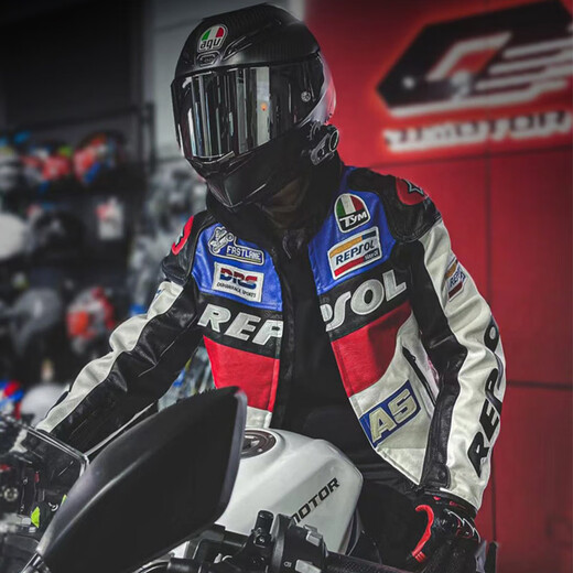 Duhan (DUHAN) vs02 motorcycle riding suit men's four-season PU leather racing suit off-road motorcycle leather jacket waterproof and anti-fall jacket blue L