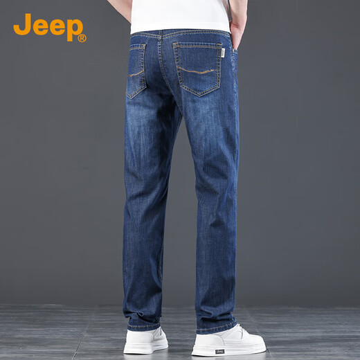 吉普（JEEP）【天丝薄款】高端牛仔裤男士2025夏季新款含桑蚕丝休闲直筒裤子男