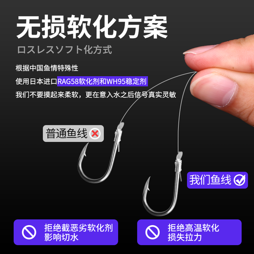 BEITU Japan imported raw silk fishing line main line super soft sub-line super strong tension fishing line purple (main line) 110 meters No. 1.5