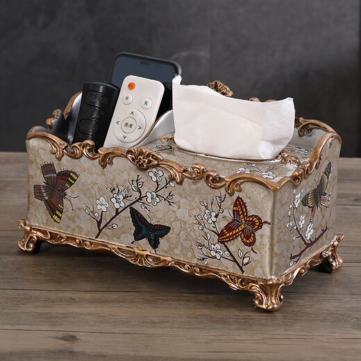 Yonghuan European Multi-fonction Tissue Multifonction Boîte de tissus salon Boîte de cartes ménagers American Retro Retro Control Rangement 1047 Blue Oriole Blossom Vertical Draw