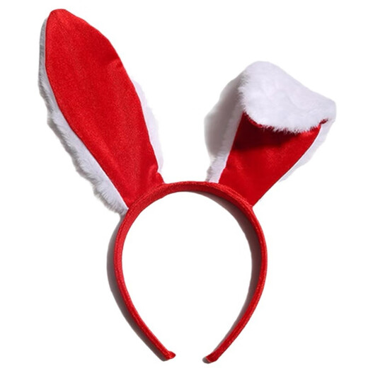 Pei Nanwei Atmosphere Red Rabbit Ears Headband Plush Rabbit Ears Headband Cute Bunny Girl Internet Celebrity Hair Accessory Female Cos Red and White Plush Rabbit Headband 1 pc