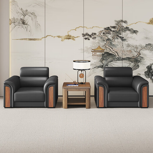 Junyu office sofa simple modern business reception room reception single three-person office coffee table combination set three-person