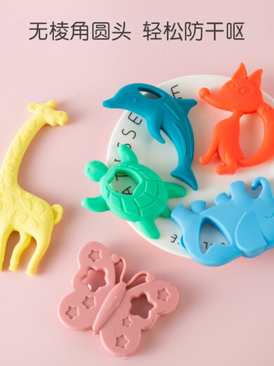 CLCEY Baby Teether Newborn 0-2 years old 1 baby can grab and bite, soothe teething period and prevent eating hand toys 1 pack Fruit series 6 pack