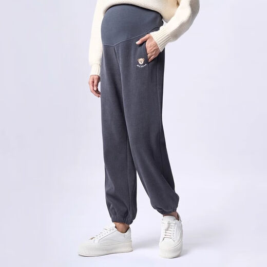 Tiaodegao Maternity Pants, Autumn and Winter Outerwear, Petite Sweatpants, Spring and Autumn Large Size Late Pregnancy Plus Velvet Thickened Tummy Support Pants Maternity Clothes, Dark Gray - Velvet Style - Large Size (115-135 Jin Jin is equal to 0.5 kg)