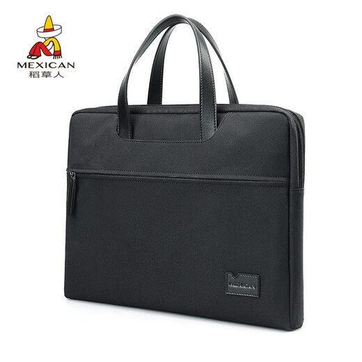 Scarecrow briefcase men canvas casual business bag file bag large capacity simple handbag computer bag 2023 new black