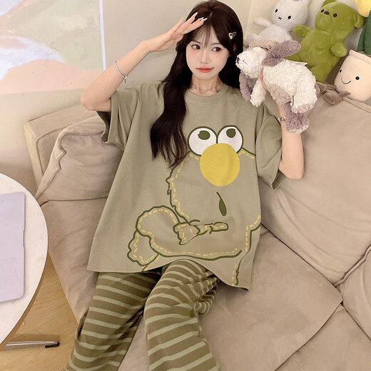 Junjunsui dimei pyjamas für Frauen reine Baumwolle kurzärmelige Hosen Frühlings- und Herbst-Cartoon-Frauen große Größe 200 Jin [Jin entspricht 0,5 kg] Sommerstudent Home Clothing Set Kurzlänge-WB-671 Dingdang Cat 3xl große Größe (170-200 Jin [Jin Equals 0,5 kg])))