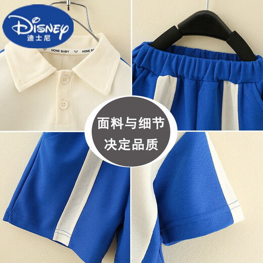 Disney (Disney) Kinderbekleidung Jungen Sommerset 2024 neuer Stil Stilvoller Baby Sommer Kurzarm Kleidung Kinder Sommer Polo Shirt Trendy Navy Blue 100 cm