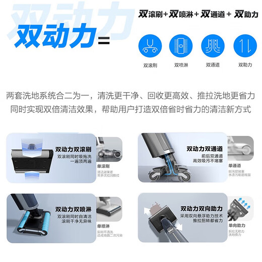 海尔（Haier）洗地机吸拖一体双滚刷双动力大吸力S350U1无线智能家用拖地机电解水除菌热风自烘干 【大户型顶配20000pa炫彩大屏】S350U1