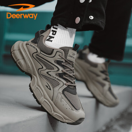 Sneakers Deerway Chaussures masculines 2025 Chaussures d'été Chaussures décontractées pour hommes épaisses semelles respirantes chaussures papa marron 42
