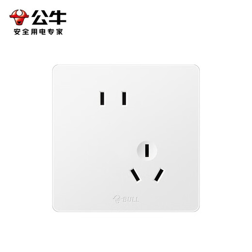 公牛（BULL）奶油风开关插座 网络大面板 家用墙壁插座多孔86型G12系列暮雪白 斜五孔10A 插座